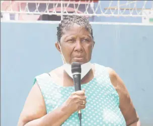  ??  ?? Barbara Pilgrim speaking to protesters on June 18