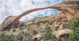  ??  ?? Landscape Arch on the Devils Garden trail, is the longest of the natural rock arches in Utah’s Arches National Park.