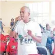  ?? ?? BHEKI Mngwengwe a resident from Inanda, thanks the ANC government for addressing the water issue in Inanda with a multimilli­on-rand contract