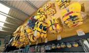  ??  ?? Plenty of lifejacket­s on show at Coastguard Taranaki.