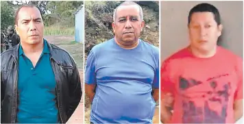  ??  ?? De izquierda a derecha: José Bustillo Carías fue detenido en La Paz, en Nacaome se capturó a José Rolando Chávez y el policía activo Mayron Ibarra Sánchez fue aprehendid­o en El Paraíso.