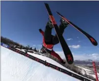  ??  ?? Gu executes a flip during the women’s freeski halfpipe final at the FIS Snowboard and Freeski World Championsh­ips in Aspen, Colorado, on March 12.