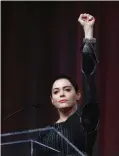  ??  ?? Actress Rose McGowan speaks at the inaugural Women’s Convention in Detroit. — AP