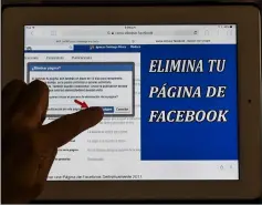  ??  ?? A man deletes his Facebook account in Bogota, on Mar 22. A public apology by Facebook chief Mark Zuckerberg has failed to quell outrage over the hijacking of personal data from millions of people, as critics demanded the social media giant go much...