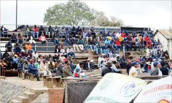  ??  ?? Workers gather at Stanley Square in Makokoba, Bulawayo, to commemorat­e Workers’ Day yesterday