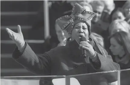  ?? Associated Press ?? ■ Aretha Franklin performs Jan. 20, 2009, during the inaugurati­on for President Barack Obama in Washington.