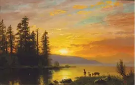  ??  ?? Albert Bierstadt (1830-1902), Sunset – Salt Lake. Oil on board, 55/8 x Estimate: $150/250,000 SOLD: $315,900