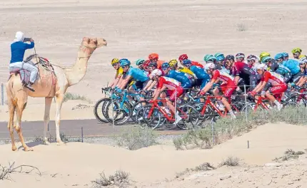 ?? AFP ?? Imagen de paso del pelotón en una de las etapas del Tour de Emiratos Árabes Unidos, que se corrió hasta ayer en su territorio.
