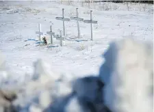  ?? JONATHAN HAYWARD / THE CANADIAN PRESS ?? The intersecti­on where the Broncos bus crashed near Tisdale, Sask., was the site of another fatal collision about 20 years ago.