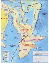  ?? AFP ?? A map shows the region where a previously unknown continent is submerged beneath New Zealand.