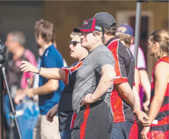  ?? Picture: JERAD WILLIAMS ?? Kevin Sheedy enjoyed his guest appearance as coach at the Burleigh Bombers on Saturday.