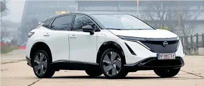  ?? [ Clemens Fabry] ?? Stilistisc­h interessan­ter Neuzugang im Fach der Elektro-SUVs: Nissan Ariya, hier mit Frontantri­eb und 87-kWh-Batterie.