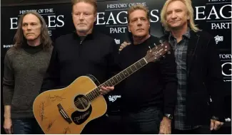  ?? ?? Members of The Eagles, from left, Timothy B. Schmit, Don Henley, Glenn Frey and Joe Walsh at the 2013 Sundance Film Festival.