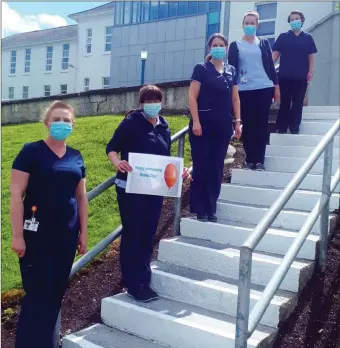  ??  ?? Siobhan Daly, Katie Falvey, Michelle Howard, Caroline O’Leary and Catherine Cunningham pictured on Internatio­nal Nurses Day at Mallow General Hospital.