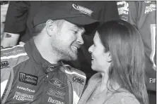  ?? AP/TERRY RENNA ?? After winning the Coke Zero 400 Saturday night at Daytona Internatio­nal Speedway, one columnist wrote that Ricky Stenhouse Jr. might have finally stepped out of the shadow of Danica Patrick, his more celebrated girlfriend.