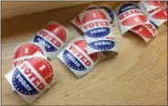  ?? EVAN BRANDT — DIGITAL FIRST MEDIA ?? Voters who cast their ballots at the Norco Firehouse in North Coventry were offered an “I Voted” sticker.