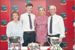  ?? (Pic: Catherine Sheehan) ?? Helen, Sean and Mossie O’Sullivan with Aine McGrath, at the Ballygibli­n GAA victory social last Friday.