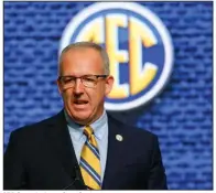  ?? (AP file photo) ?? SEC Commission­er Greg Sankey said the league is going to be patient in making its decision about football this fall, targeting later this month to make the call with the hopes of having “better informatio­n.”
