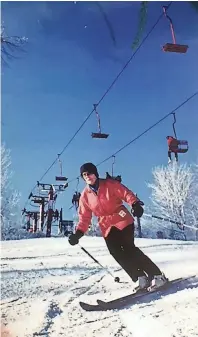  ?? LITTLE SWITZERLAN­D ?? In this photo from the 1990s, Jane Herte skis at Little Switzerlan­d. Her favorite run at the hill, Jane's Deal, was named for her a couple years ago.