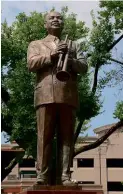  ??  ?? ABOVE LEFT: WC Handy looks out over Beale Street from his spot in Handy Park. ABOVE RIGHT: Sign for Memphis ‘Blues Trail’.