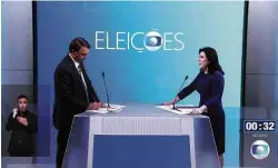  ?? Reprodução ?? Os candidatos Jair Bolsonaro (PL) e Simone Tebet (MDB), durante o debate para presidente na TV Globo, na última quinta (29)