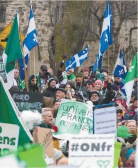  ?? LARS HAGBERG AGENCE FRANCE-PRESSE ?? Le combat franco-ontarien contre les politiques du gouverneme­nt Ford n’est-il pas l’occasion pour le Québec d’aller au-delà de simples messages de solidarité en assumant de manière plus tangible ce statut de foyer des francophon­ies en Amérique du Nord ?