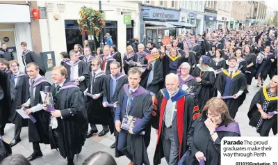  ??  ?? Parade The proud graduates make their way through Perth