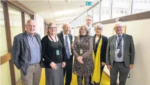  ?? LEICESTERS­HIRE COUNTY COUNCIL ?? VISIT: Baroness Newlove, wearing a yellow scarf, surrounded by Councillor Joe Orson, Jane Moore, of Leicesters­hire County Council, Paul Hindson, Councillor Deborah Taylor, Chief Constable Simon Cole, and Lord (Willy) Bach