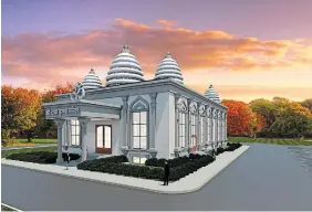  ?? ?? An artist’s rendering of the temple to be built on Boxwood Drive in Cambridge.
