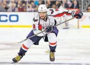  ?? [AP PHOTO] ?? In this April 8, 2017, photo, Washington Capitals’ Alex Ovechkin skates during the third period of an NHL hockey game against the Boston Bruins. Ovechkin is the NHL’s best goal-scorer of this generation, but at age 32, what’s a realistic expectatio­n? The Capitals still think he can score 50, or at least more than his 33 last year.