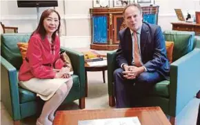  ??  ?? Primary Industries Minister Teresa Kok with British Minister of State and the Pacific Mark Field during her recent visit to Europe.