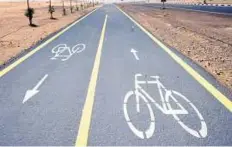  ?? Courtesy: RTA ?? Pedal power The expansion will see new cycling and running tracks totalling 57 kilometres coming up across different areas of Dubai by the end of next year. The cost of the project is Dh79 million.