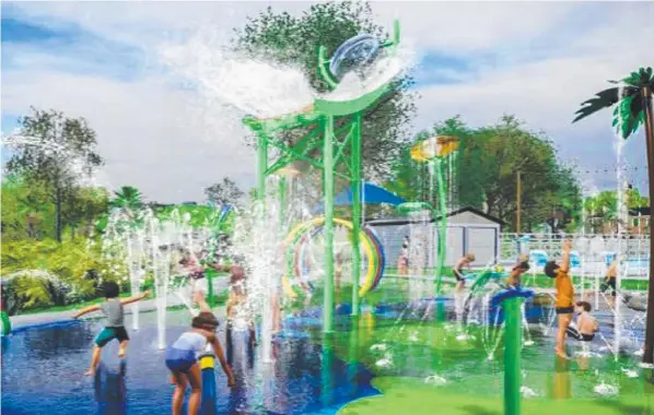  ?? ?? Mareeba Shire Council has released concept designs for its $1.5m splash park to be located at Mareeba Aquatic Centre. Picture: Supplied