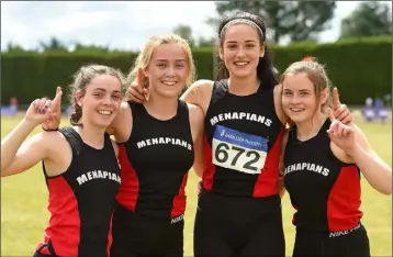  ??  ?? April Keeling, Liadh Dwyer, Sabia Doyle and Suzie Brennan after their relay success in Tullamore.