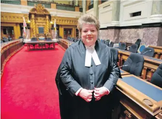 ?? DARREN STONE, TIMES COLONIST ?? B.C. Liberal MLA Linda Reid was the Speaker of the legislatur­e when this photo was taken in 2013.