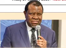  ?? Photo: Presidency ?? TENDER )URP SDJH
Not my job… President Hage Geingob.