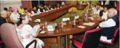  ??  ?? Lok Sabha Speaker Sumitra Mahajan chairs an all party meeting at Parliament in New Delhi on Monday ahead of the Winter Session