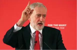  ?? (Hannah McKay/Reuters) ?? LABOUR PARTY head Jeremy Corbyn speaks in London yesterday at the launch of the party’s local election campaign.