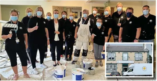  ??  ?? ●● Hopwood Hall College staff fixing up Spinghill Hospice’s Craven coffee shop (inset)