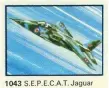  ??  ?? ▼ Dinky Toys S.E.P.E.C.A.T. Jaguar No 731, with landing gear down.
No 731 in its blister pack, with two pilots. ▼ Dinky Toys catalogue of 1974, part image, showing the No 1043 kit version.