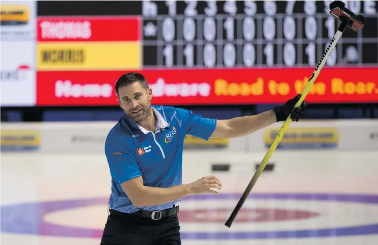  ?? — MICHAEL BURNS/CURLING ?? Vernon’s John Morris defeated Charlie Thomas 4-2 Saturday to advance to the men’s A-side final at the Road to the Roar Olympics playdowns in P.E.I.