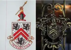  ?? TOM JAMIESON/CHANG W. LEE/THE NEW YORK TIMES ?? The crest, right, that Donald Trump displays at his American properties is a coat of arms, left, granted to Joseph Davies, an American diplomat, in 1939.