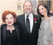  ??  ?? FAMILY MATTER: far left, Harvey and Bob (in glasses) in the early days of their film career in 1989; Harvey with his late mother Miriam and British wife Georgina