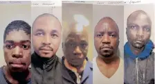  ?? ?? THE five men who escaped from the Zeerust police holding cells.