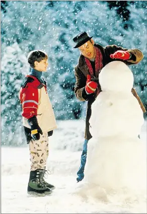  ??  ?? The 1998 fantasy version of Jack Frost, starring Michael Keaton, is about a father who dies but comes back to life as a snowman. It features a distractin­g and creepy digital character.