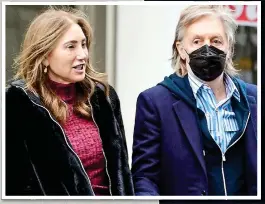  ?? ?? ALL MY LOVING: Paul with wife Nancy and, main picture, daughter Mary after their lunch in London’s Notting Hill