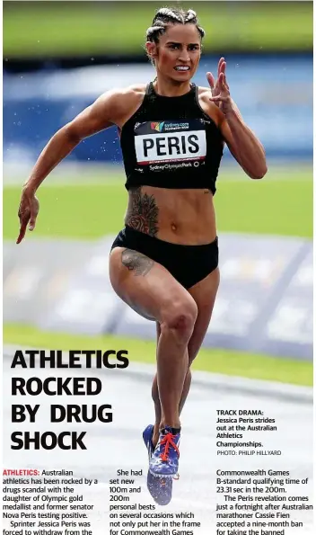  ?? PHOTO: PHILIP HILLYARD ?? TRACK DRAMA: Jessica Peris strides out at the Australian Athletics Championsh­ips.