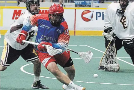  ?? CLIFFORD SKARSTEDT EXAMINER ?? New Lakers player Corey Small chases after a loose ball against the Brampton Excelsiors in MSL action May 31 at the Memorial Centre.