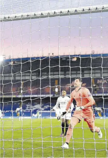  ?? //AFP ?? Werner, en el momento de embocar el primer gol del partido, en la primera parte. El Chelsea fue claramente superior y liquidó al Madrid con un segundo gol, obra de Mount, en la segunda parte