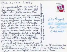  ??  ?? Hundreds of postcards line the walls of the Koffler Gallery, all of them speculatin­g on Heinrich’s whereabout­s during his lost years.